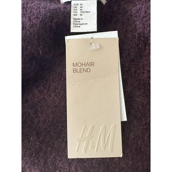 NWT H&M Mohair Blend Maxi Open Relaxed Fit Cardigan Pockets Women's Sz M - Picture 7 of 11
